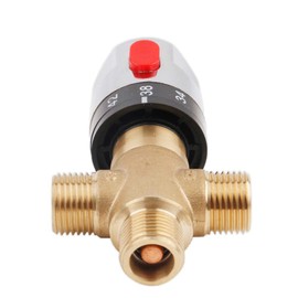 Thermostatic Mixing Valve, DN15 Brass 3 Way Water Temperature Pipe Basin Thermostat Control for Bathroom, Washroom and Kitchen