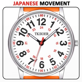TKIIOER Nurse Watch for Nurse Medical Professionals Students Women Men, 50M Waterproof 12/24 Hour Military Time Luminouse Easy Read Dial, Second Hand Watch for Nursing(Orange)