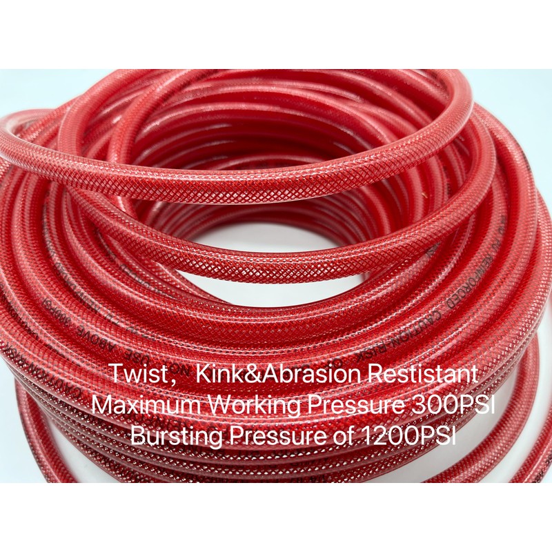 SYXQT Polyurethane(PU) 1/4-Inch x 100FT Reinforced, Air Hose with 1/4”