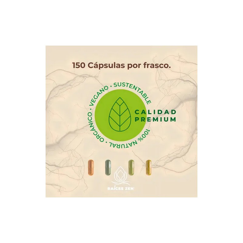 Cordyceps Suplemento 150 Cápsulas Raíces Zen Premium Sin Sabor