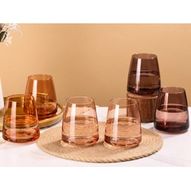 Melanin stemless wine Glasses Set of 6 Brown stemless wine glasses for Wine water,whiskies, juices, cocktails,Unique Gifts for Mother day Birthday Wedding Party