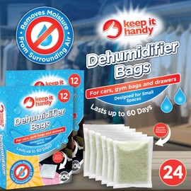 24pk Dehumidifier Bags | Moisture Absorbers for Home, Drawers, Wardrobe Dehumidifier Bags, Car Moisture Absorber | Damp Absorber Dehumidifier Disposable Dehumidifier Interior Dehumidifiers Disposable