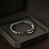 SDA Stainless Steel Beaded Bracelet, Waterproof (Silver, 20cm)