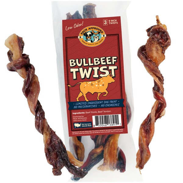 Pack Approved Bull Beef Twist - Beef Dog Treats for