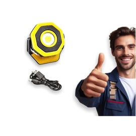 Braun 750 Lumen Rechargeable Ultra-Compact Magnetic LED Floodlight - Includes Battery & USB-C Charging Cord, 360° Rotating Head, Bright Wide Beam of Light, Durable Aluminum Housing (Yellow)