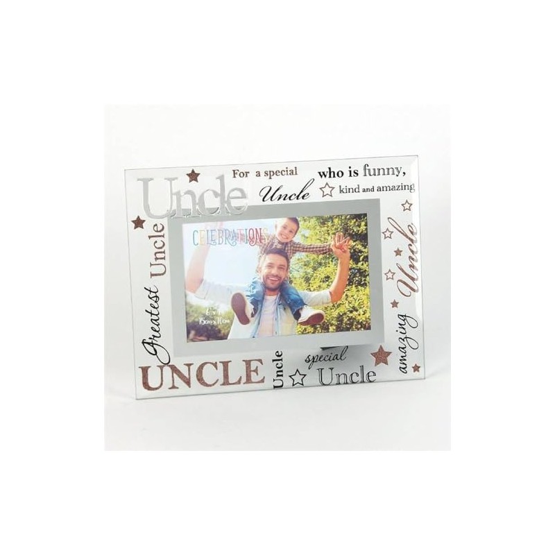 Celebrations Uncle Mirrored Words Sentiment Photo Frame Great Gift for