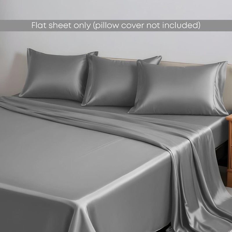 LINENWALAS Double Flat Sheet Only, 100% Organic Bamboo Silk Top