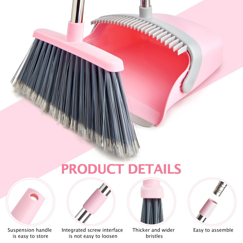 XXFLOWER Broom and Dustpan Set, Dustpans with Broom Combo for