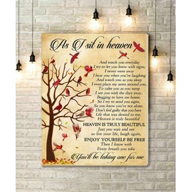 KEJPU Canvas Wall Art Cardinal Canvas As I Sit In Heaven You'll Be Talking One For Me Artwork for Living Room Office Decor Framed Ready to Hang 12''x18'