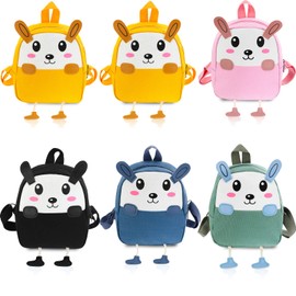 Silkfly 6 Pcs Toddler Backpack Bulk 3D Cute Cartoon Animal Schoolbag Pack Travel Daycare Essentials for Kids Boys Girls(Rabbit)