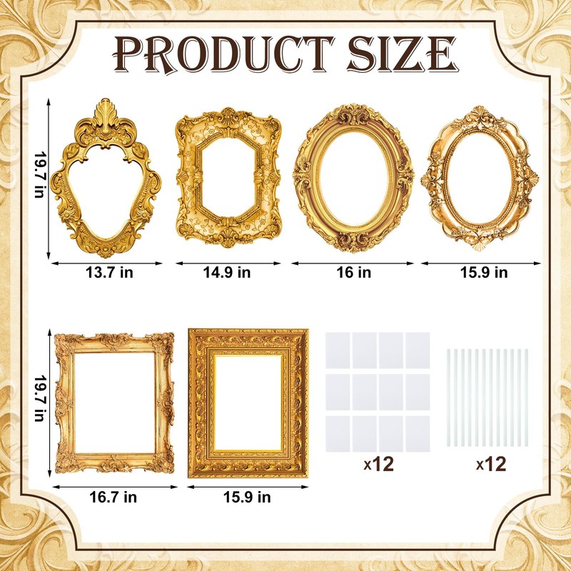 Lineshading 6 Pcs Large Photo Booth Props Gold Picture Selfie