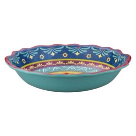 UPware Fiesta Floral Melamine Serving Bowl, BPA-Free Large Decorative Bowl for Salad, Fruit, Pasta, or Outdoor Entertaining, Multicolor, 13.75 Inch