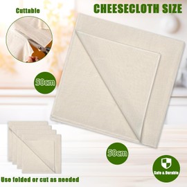 3 Pcs Cheesecloth, 50 x 50 cm Unbleached Grade 90 Muslin Cloths for Cooking Ultra Fine Washable Cheese Cloths for Straining for Filtering Juice Cheese Tea Coffee