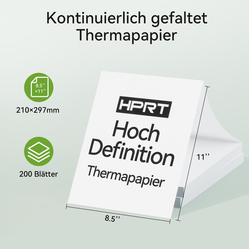 200 Sheets Thermal Paper A4 Foldable for Portable Printer, Compatible