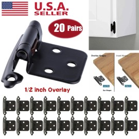 AOMINOHOMA 20x 1/2" Cabinet Hinges Overlay Self Closing Semi Partial Kitchen Cabinet Door