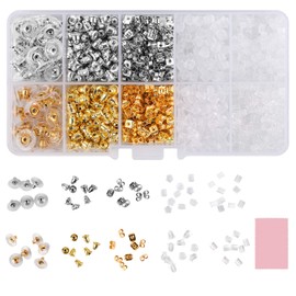 1200Pcs Earring Backs, Earring Backings iBayam 10 Styles Earring Back Clips Bullet Shape Earring Backs Butterfly Metal Rubber Plastic Secure Earring Backs for Safety (1200PCS/600Pairs)