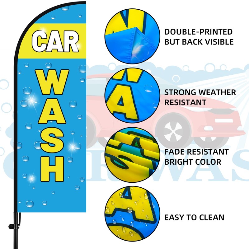 Mindsoft 5 Set Car Wash Sign Include 7 ft Feather