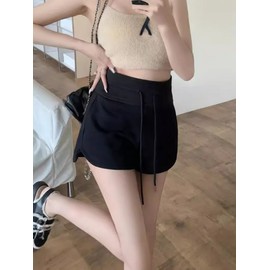 Women's Summer Loose Slimming High-Waist Wide-Leg Grey Yoga String Sports Shorts Regular XS/Black 5ea