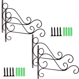 TIHOOD 4PCS Metal Plant Bracket Iron Wall Mount Lanterns Hangers for Hanging Bird Feeders, Lanterns, Wind Chimes, Planters, Outdoor Decoration Hooks