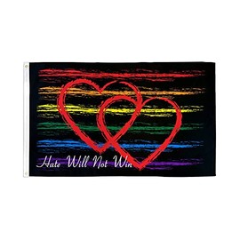 AZ FLAG RAINBOW HATE WILL NOT WIN FLAG 3' x 5' - MORE LOVE LESS HATE FLAGS 90 x 150 cm - BANNER 3x5 ft