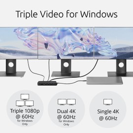 Kensington UH1510P USB C Hub 11-in-1 Triple Display with 2 HDMI 1 DP++, 85W Power Charging, Ethernet, SD/MicroSD Card Slots, 3xUSB-A, 2xUSB-C, USB C Dongle for Dell/HP/Lenovo/ThinkPad (K34040WW)
