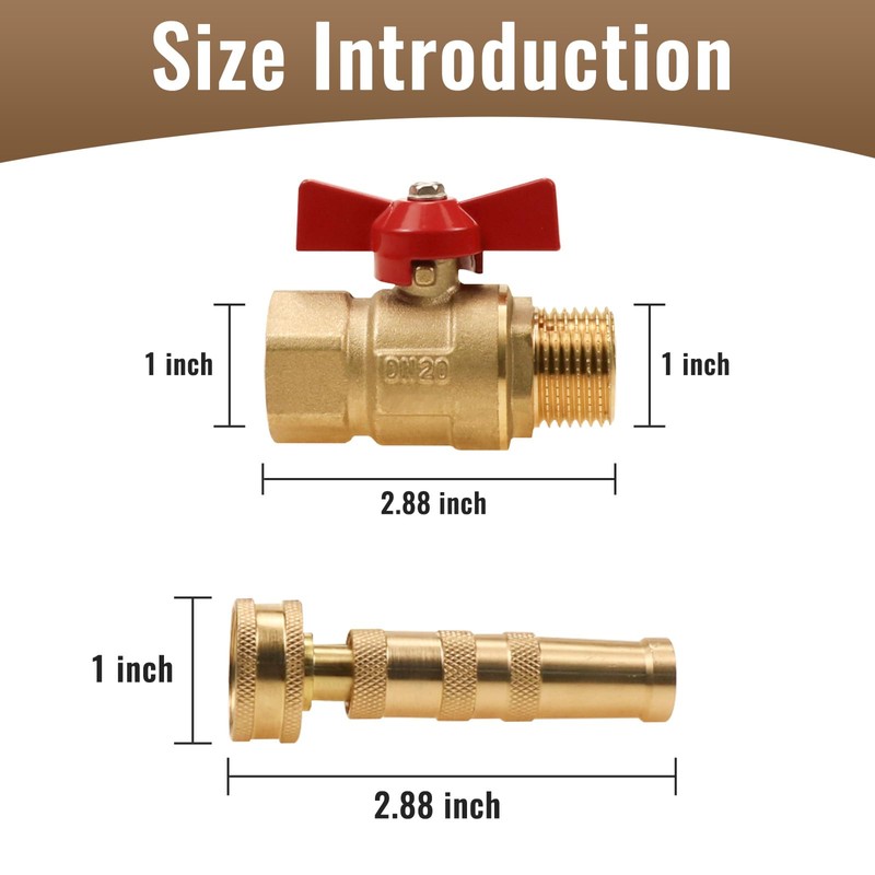 GHT 3/4 Brass Garden Hose Shut Off Valve & Adjustable