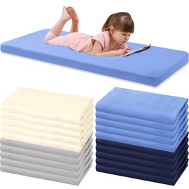 VitalCozy 20 Pcs Fitted Crib Sheets Natural Cotton Daycare Mat Sheets for Boys and Girls Breathable Microfiber Toddler Fitted Sheets for Standard Crib, Daycare Nap Mat, 24 x 48 Inch (Classic Color)