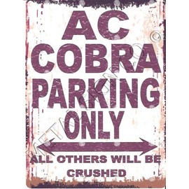 AC COBRA METAL PARKING SIGN SMALL 6x8in 15x20cm RETRO VINTAGE STYLE tin wall art shed workshop garage classic cars