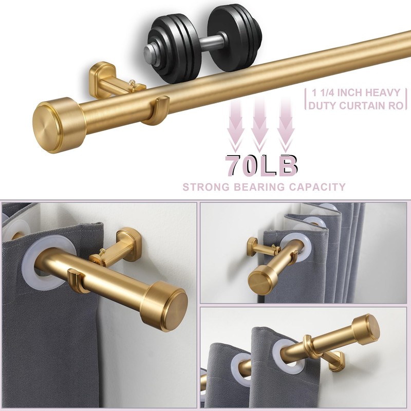 Lwiiom Heavy Duty Curtain Rods,1 1/4" Large Diameter Premium Nonadjustable