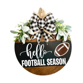 F Fityle Front Door Sign Welcome Sign Football Season Decoration Round for Family Indoor Outdoor