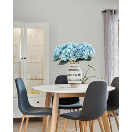 VYZXZAF 5Pcs Deep Blue Hydrangea Artificial Flowers, 20.5in Faux Silk Hydrangea Flower, Realistic Fake Hydrangea with Stem Spring Decorations for Home Flores Aesthetic Arrangements (Deep Blue,5Pcs)