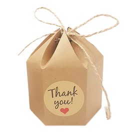 Aqur2020 Caja de Dulces Hexagonal de 50 Piezas, Caja de Exquisita Caja de Embalaje de Boda Adecuada para Fiesta de Cumpleaños de bebé (Papel café)