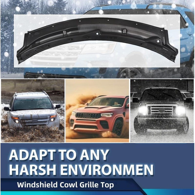 Black Windshield Wiper Cowl Grille Top Replacement for Ford Explorer