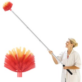 Cobweb Duster with Extension Pole, Medium Stiff Bristles Cobweb Duster Head