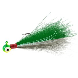 Dr.Fish 5 Pack Bucktail Jigs Freshwater Round Ball Walleye Jigs Marabou Buck Tail Lures Crappie Panfish Bluegill Bass Swimbait Fishing Hooks 1/16oz Green/White