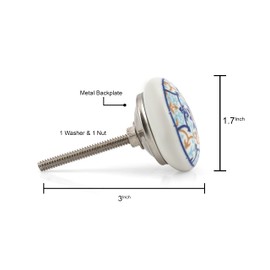 Craft Trade Knobs for Cabinets and Drawers Assorted Blue Mandala Vintage Ceramic Door Knob Kitchen Furniture Pull Handles Cupboard for Wardrobe Home - Pack of 10