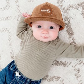 Knuckleheads Little Threads Baby Boy Infant Trucker Hat Sun Mesh Baseball Cap Mesh Back Unisex Toddler Sun Hat (M 2-5 Years,Bear)