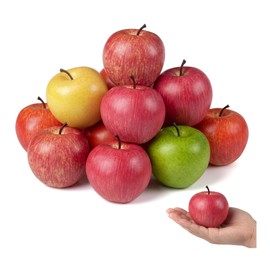 Mtbricey 10 Pcs Foam Artificial Apples 5.4cm Red Green Fake Fruit Decor