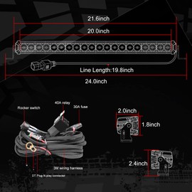 Auto Power Plus 20 Inch LED Light Bar 100W Amber Single Row LED Light Bar with Wiring Harness Slim Driving Light Bar Combo Off Road Light Super Bright Yellow Fog Light for Truck SUV ATV UTV Boat