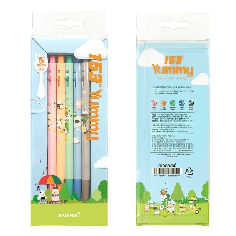 Monami 153 Yummy Ballpoint pens 0.5mm 5 Body colors Ink
