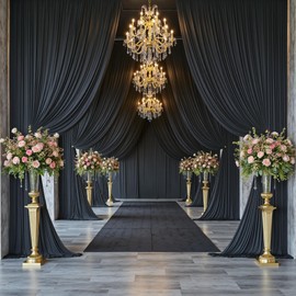 20ftx15ft Black Backdrop Curtains for Wedding-Wrinkle Free Backdrops Curtain Drapes Fabric Decorations Photo Back Drop Cloth for Baby Shower Photography Stage Reception 4Panels 15ft(H) x 5ft(W)