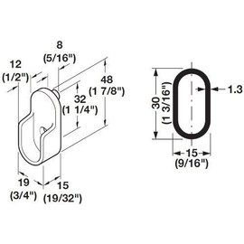 Oval Wardrobe Tube Polished Chrome Closet Rod W/End Supports, Welded Steel, 1.0mm Thick Chrome-Plated (1, 24")