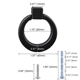 WEAVERBIRD Cabinet Knobs Flat Black Round Zinc Alloy Ring Pull Handles 1.57" Diameter Single Hole for Kitchen Drawer, Black Cabinet Rings Kitchen Hardware Drawer Pulls Rings- Pack of 10