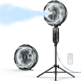Misting Fan Portable, 20000mAh 12-Inch Outdoor Misting Fan for Patios Outside, 2 In 1 Pedestal & Tabletop Oscillating Fans with Misting Kit, Rechargeable Cooling Fans with Remote/Mist/7 Gear/Timer
