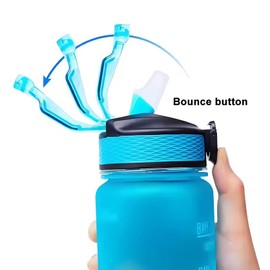 Water Bottle With Straw And Carrying Strap 1 Liter Or 32oz With Motivational Time Reminders Leak Proof Wide Mouth BPA Free Easy Clean With Brush For Gym Office And Sports Use Drinking Water Bottle