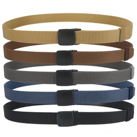 WYuZe 5-Pack 1.25" Military Nylon Belts for Men, Metal-free Lightweight Adjustable Web Belt Duty for Casusal Work TSA Safe