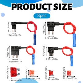 4PCS Piggy Back Fuse Connectors 12V Nylon and Copper Fuse Tap Piggyback Fuse Holder Car Low Profile Tap Adapter Piggy Back Blade Fuses Holder for Trucks Cars Boats (Medium Small Micro Mini)