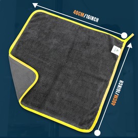 Towelogy Microfibre Shower Drying Cloths Streak Free, Super Absorbent Cleaning Cloth for Glass, Window, Kitchen, Car, Bathroom Drying Cloth | 2 Pack, Large 40x40cm (Yellow)