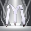 Cauaoa White Kids Adjustable Y-Back Suspenders,Clip on Y-Back Elastic with