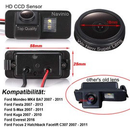 Kalakus Auto Rückfahrkamera Kennzeichenleuchte mit Wasserdicht Einparkkama Rückfahrsystem für Ford Mondeo/Fiesta/Focus HATCHBACK/S-Max/Kuga